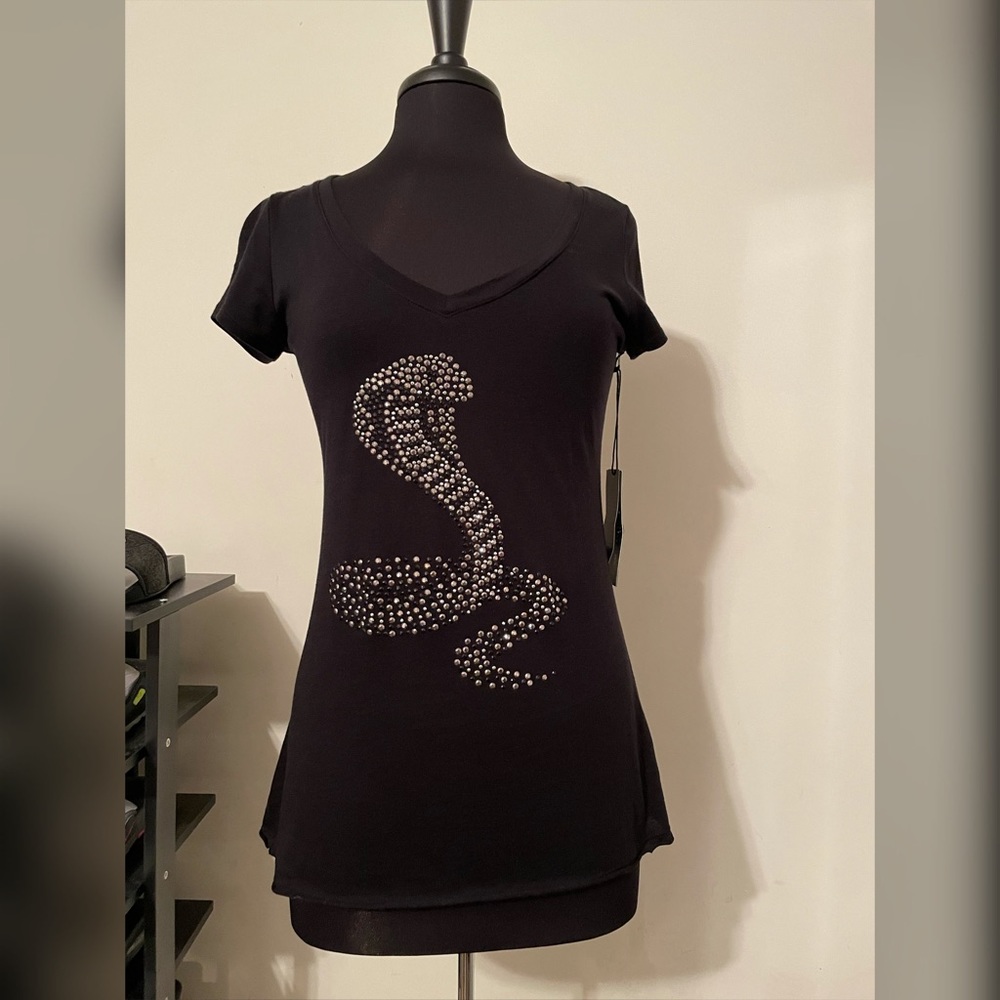 Rock & Republic Blk Back Cutout T sz S